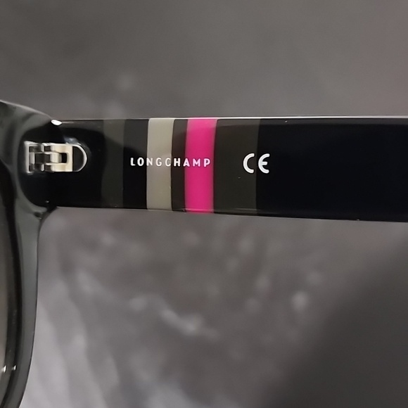 Longchamp Black Semi Cat-Eye Sunglasses with Glossy Finish Stripe Logo main image 5